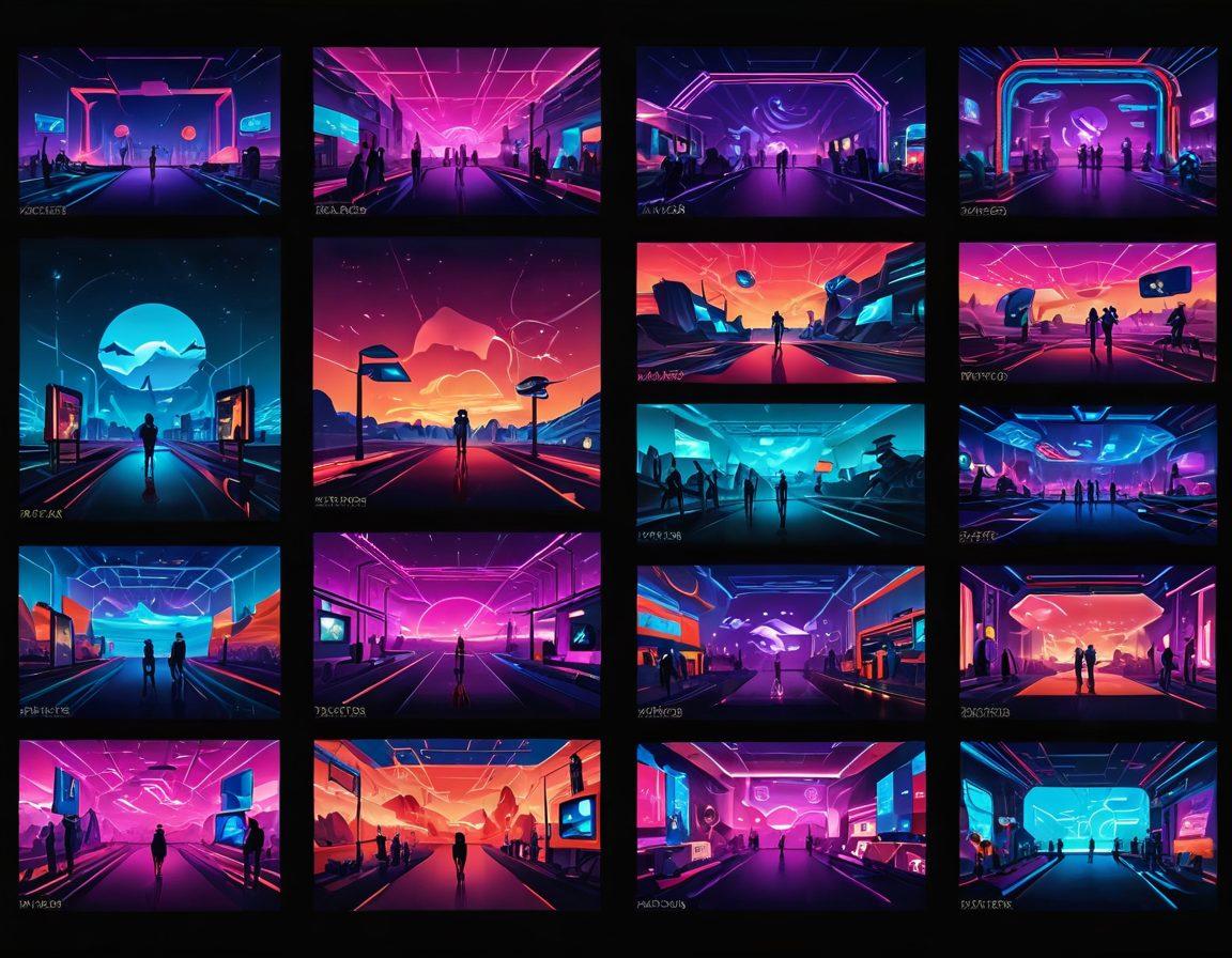 A futuristic digital landscape showcasing diverse TGP (thumbnail gallery post) sites, with vibrant thumbnails displayed on various screens. Include silhouettes of diverse individuals exploring the sites, emphasizing inclusivity. Show a blend of traditional and modern elements in the composition, representing the evolution of adult entertainment. Futuristic neon lights and subtle digital motifs enhance the atmosphere. super-realistic. vibrant colors. 3D.